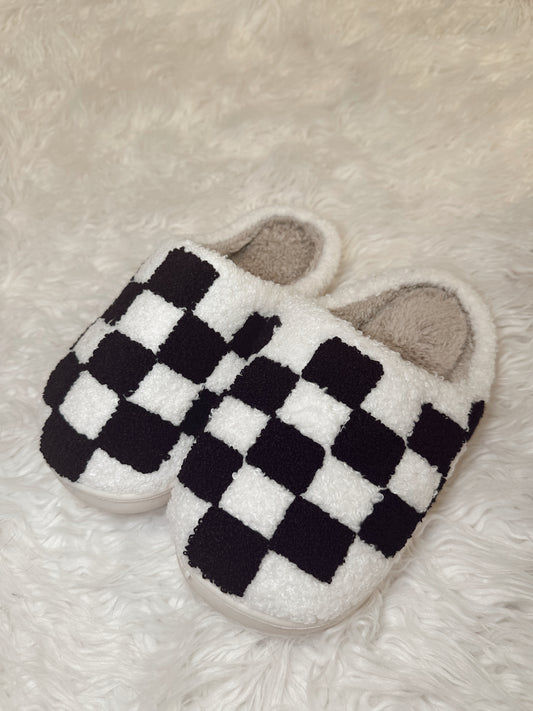 Checkered Sherpa Slippers