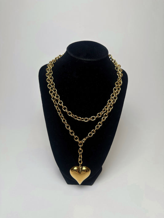 XL Wrap Around Heart Necklace- Gold