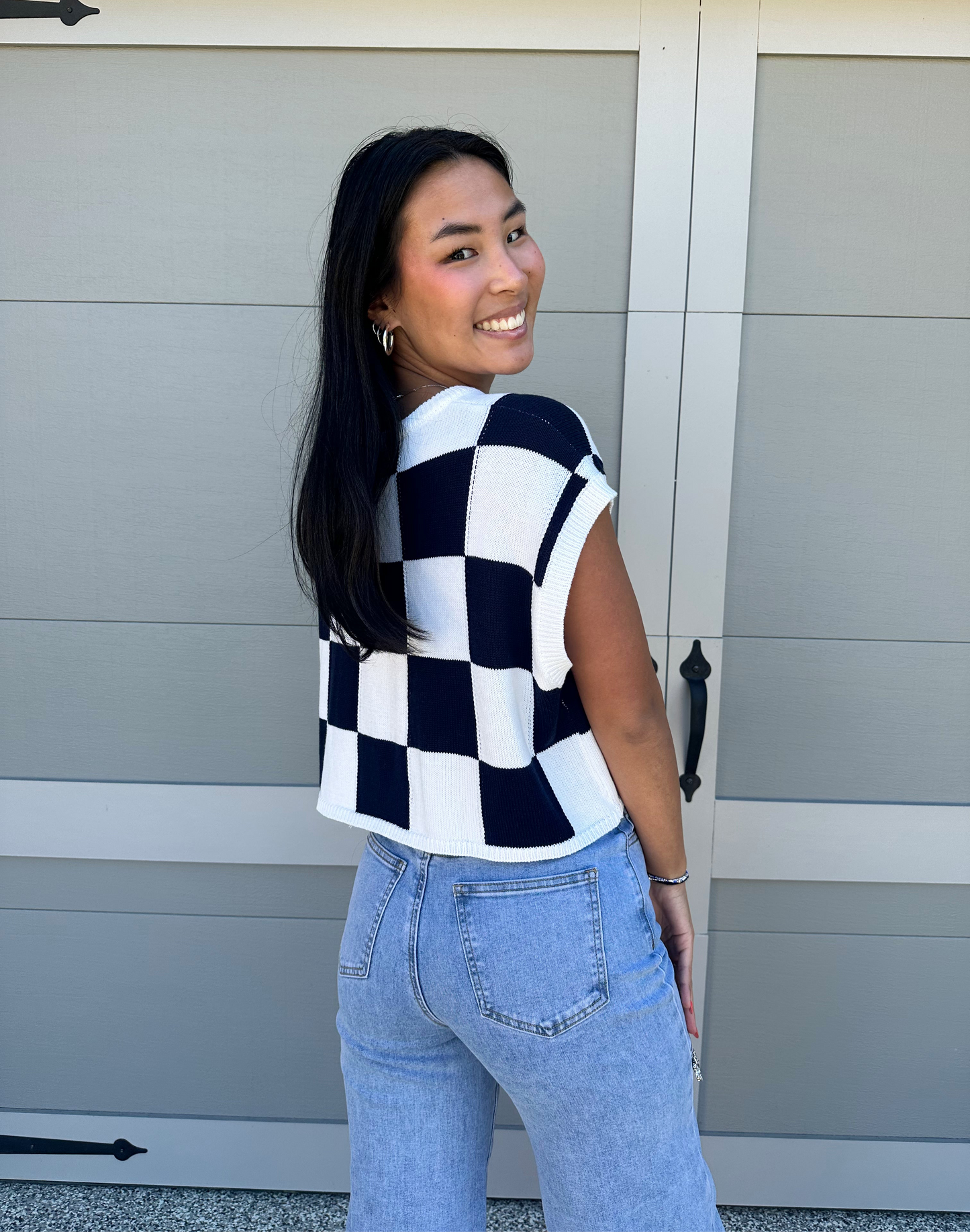 Nora Checkered Sweater Top