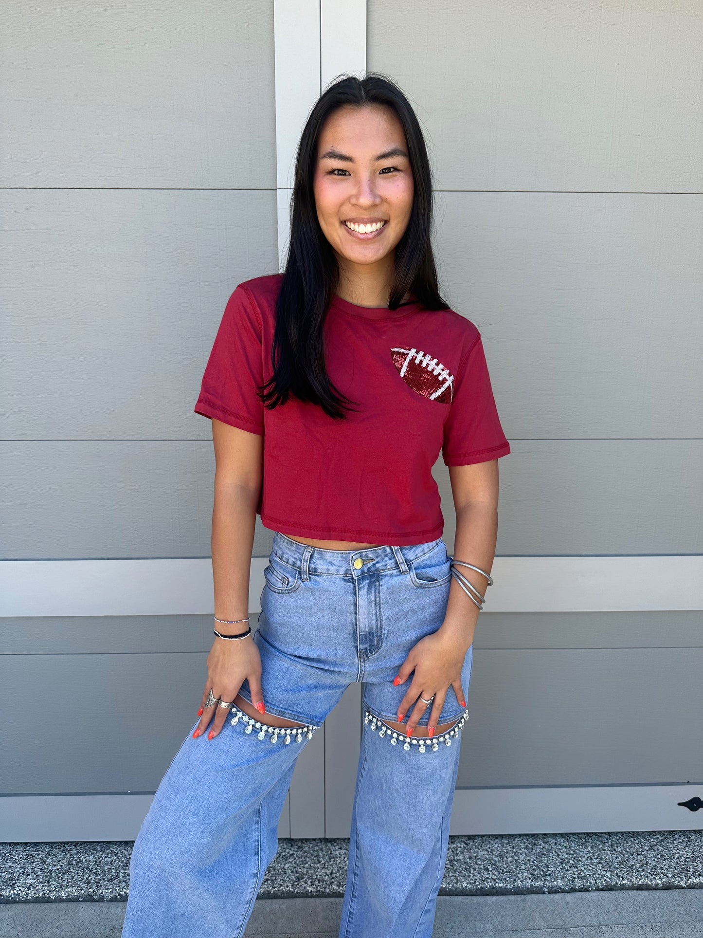 Go Team Football Cropped T-Shirt