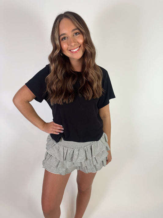 Flirt & Flow Ruffle Skort- Grey
