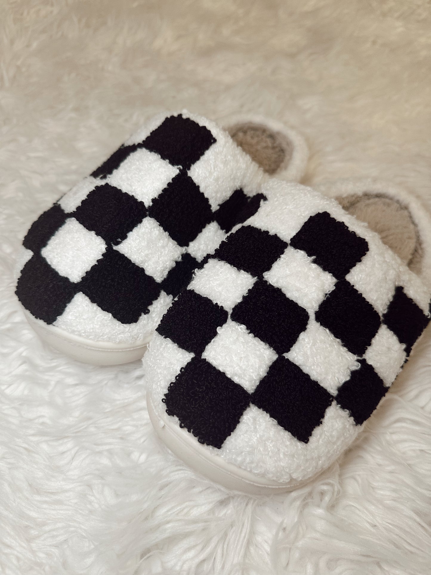 Checkered Sherpa Slippers
