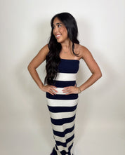 Sophie Striped Knit Maxi Dress- Navy