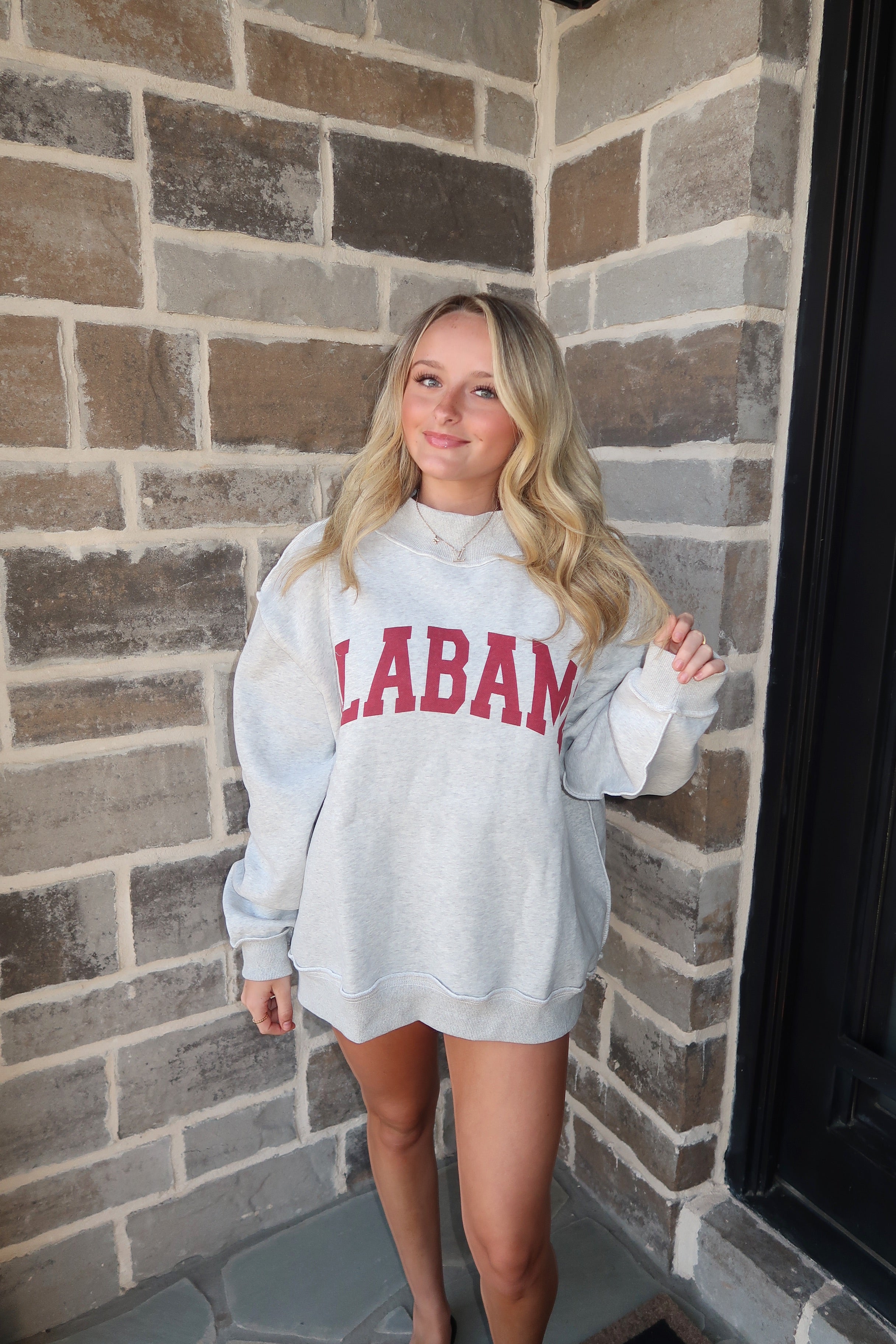 Alabama Reversible Mockneck Sweatshirt- Grey