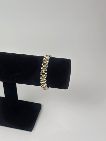 Diamond Two-Toned Watch Band Bracelet