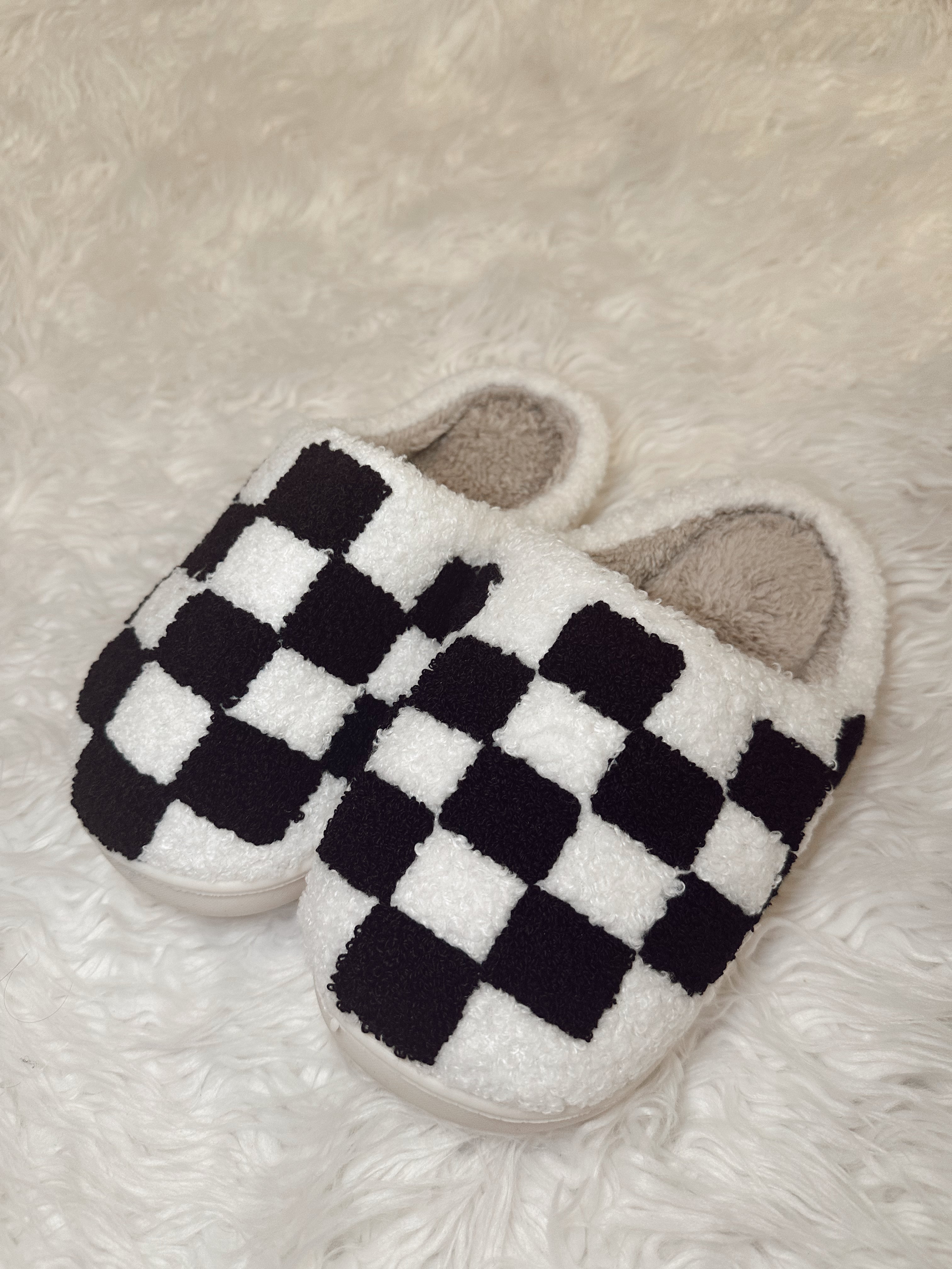 Checkered Sherpa Slippers