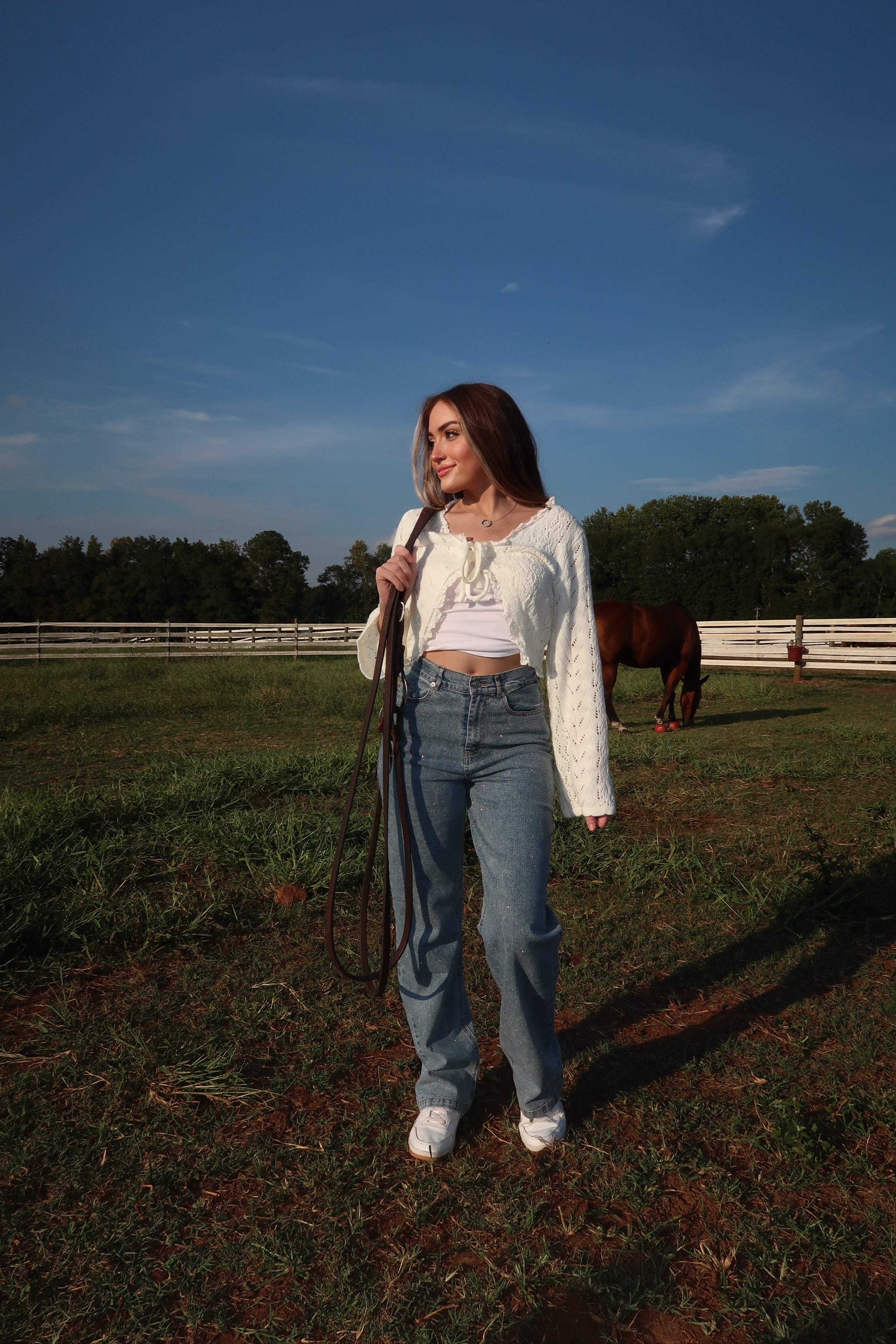 Alice Open Knit Tie Front Shrug- Ivory