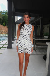 Amalie Polka Dot Twill Set- Black/White