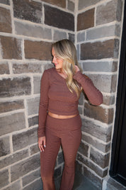Kamryn Striped Flared Pants- Brown