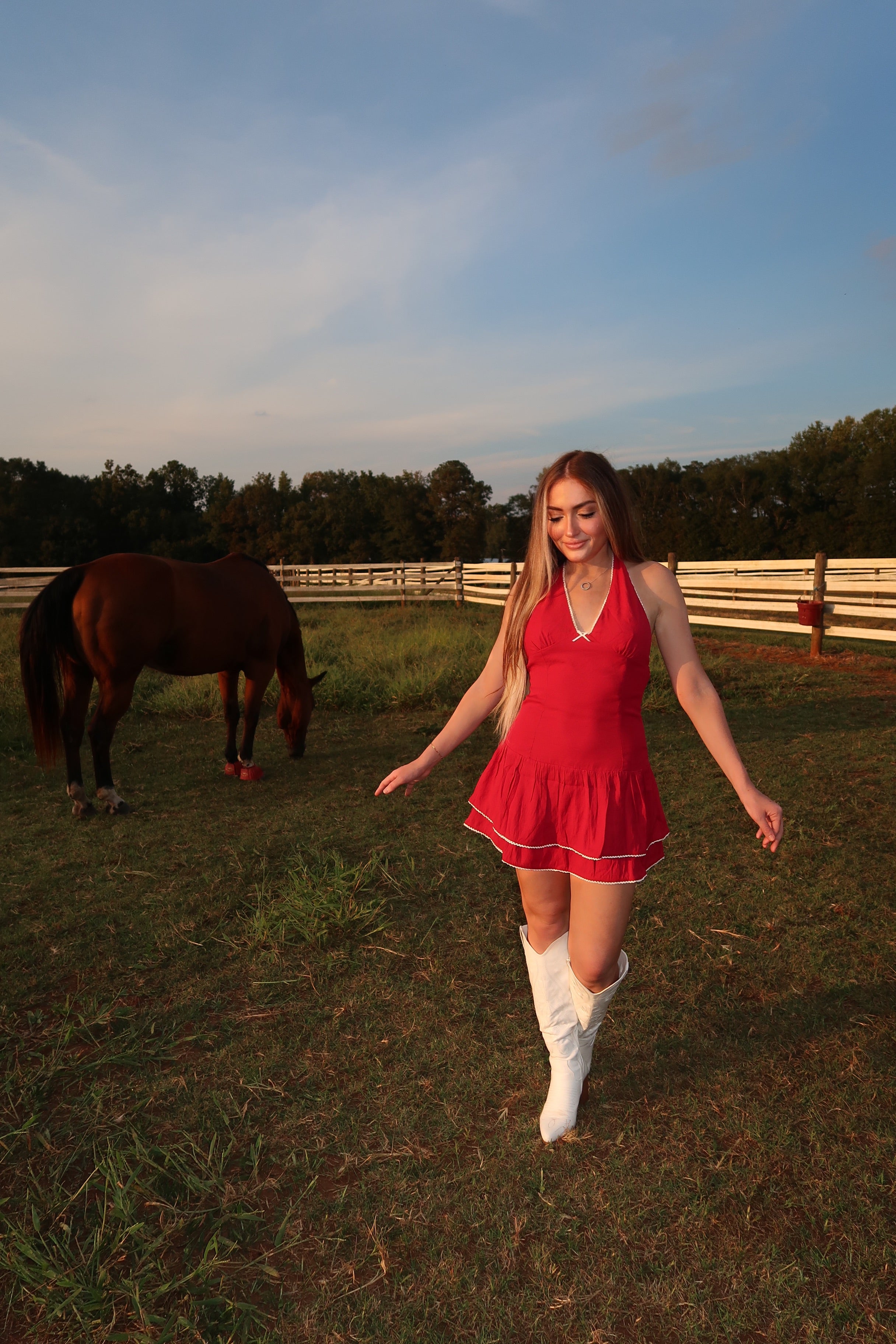 Ruby Halter Mini Dress- Red