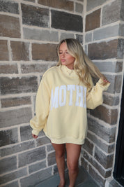 Mother Embroidered Mockneck Sweatshirt- Butter Yellow