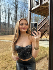 Jevenee Sequined Corset Top