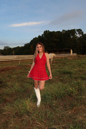 Ruby Halter Mini Dress- Red