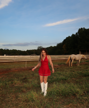 Ruby Halter Mini Dress- Red