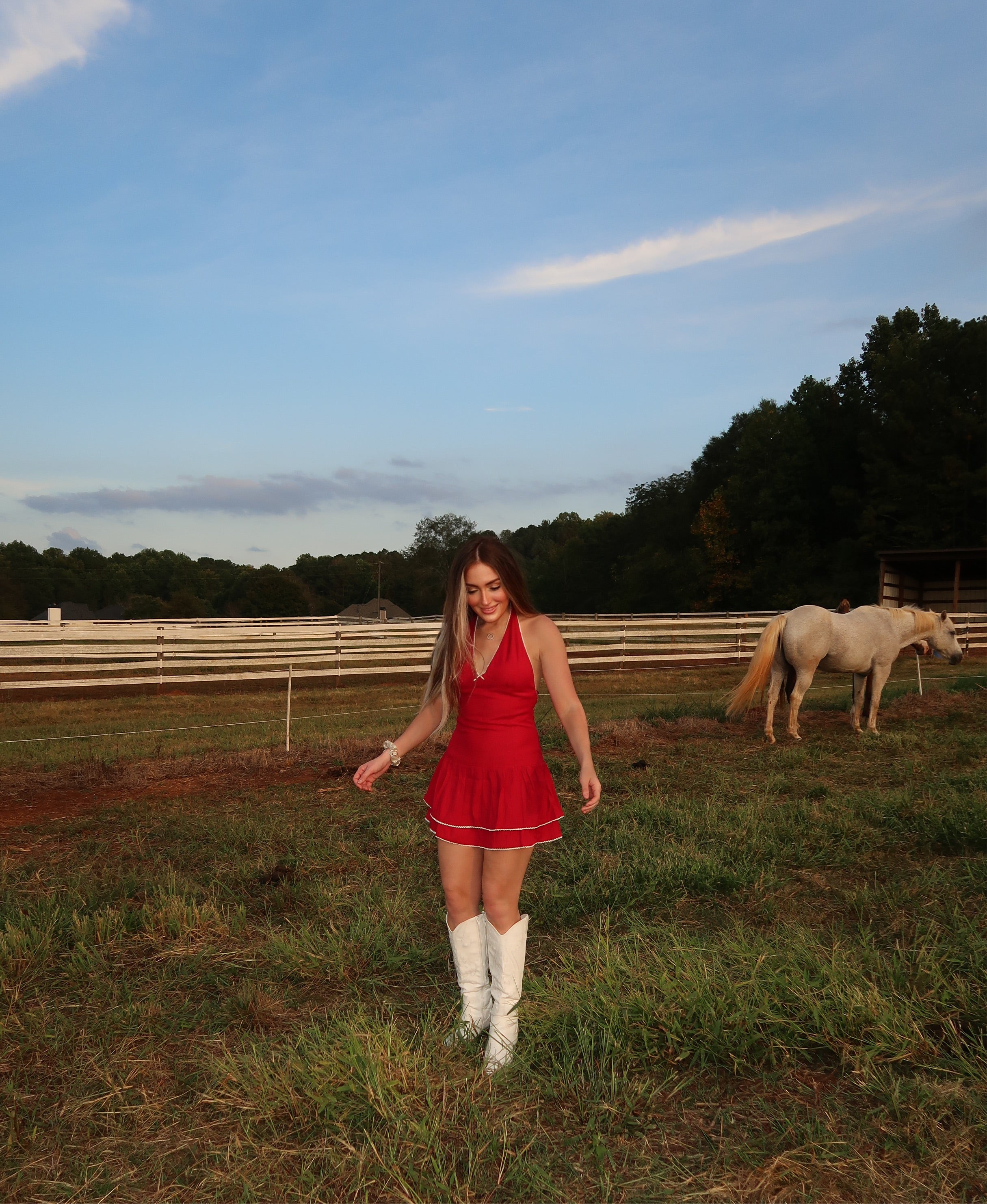 Ruby Halter Mini Dress- Red