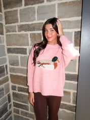 Duck Knit Sweater- Pink