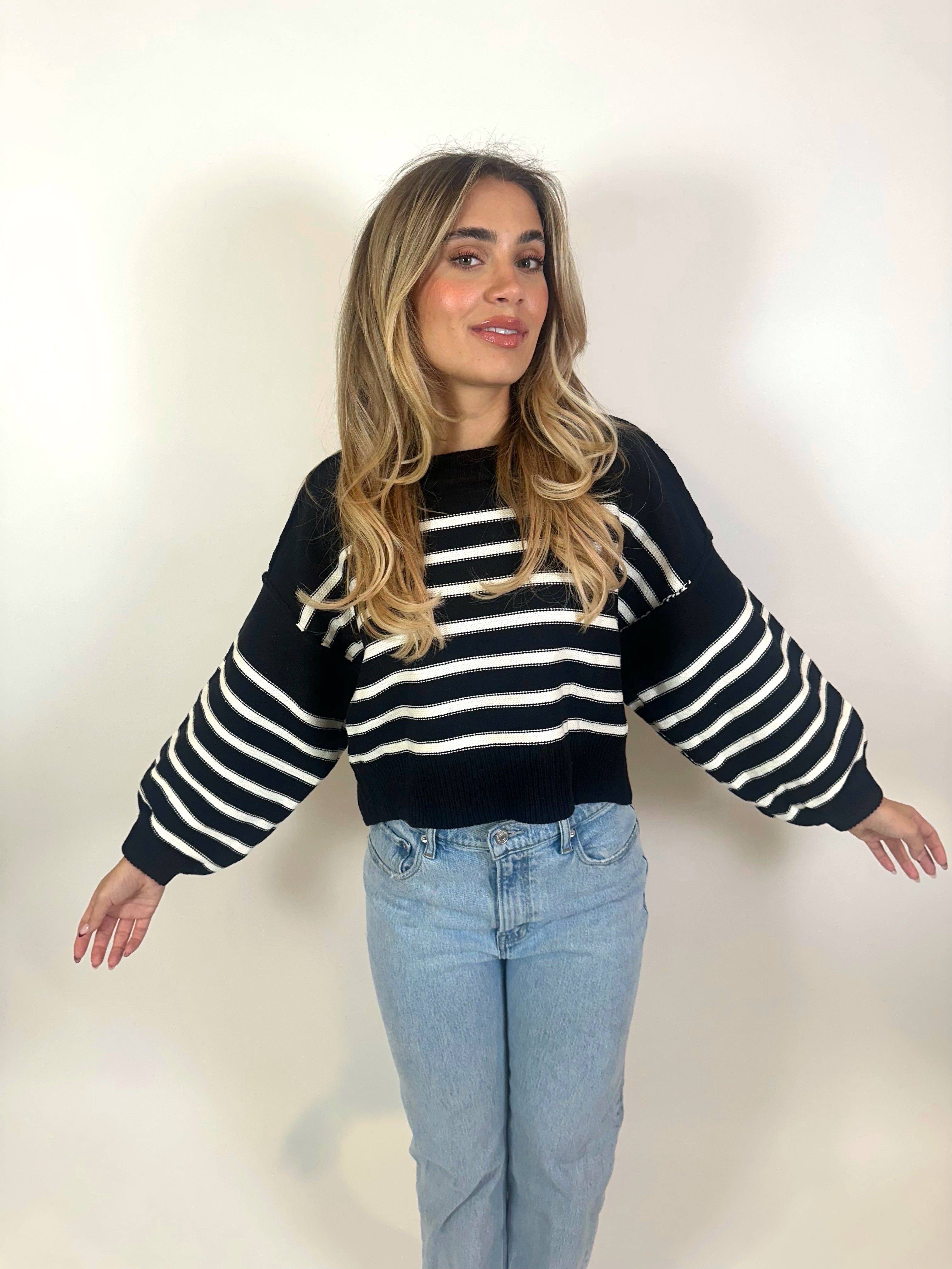 Emersyn Oversized Stripe Knit Sweater