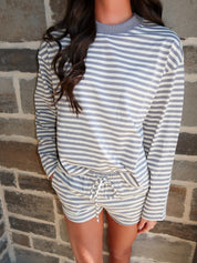 Crosby Striped Lounge Set- Grey