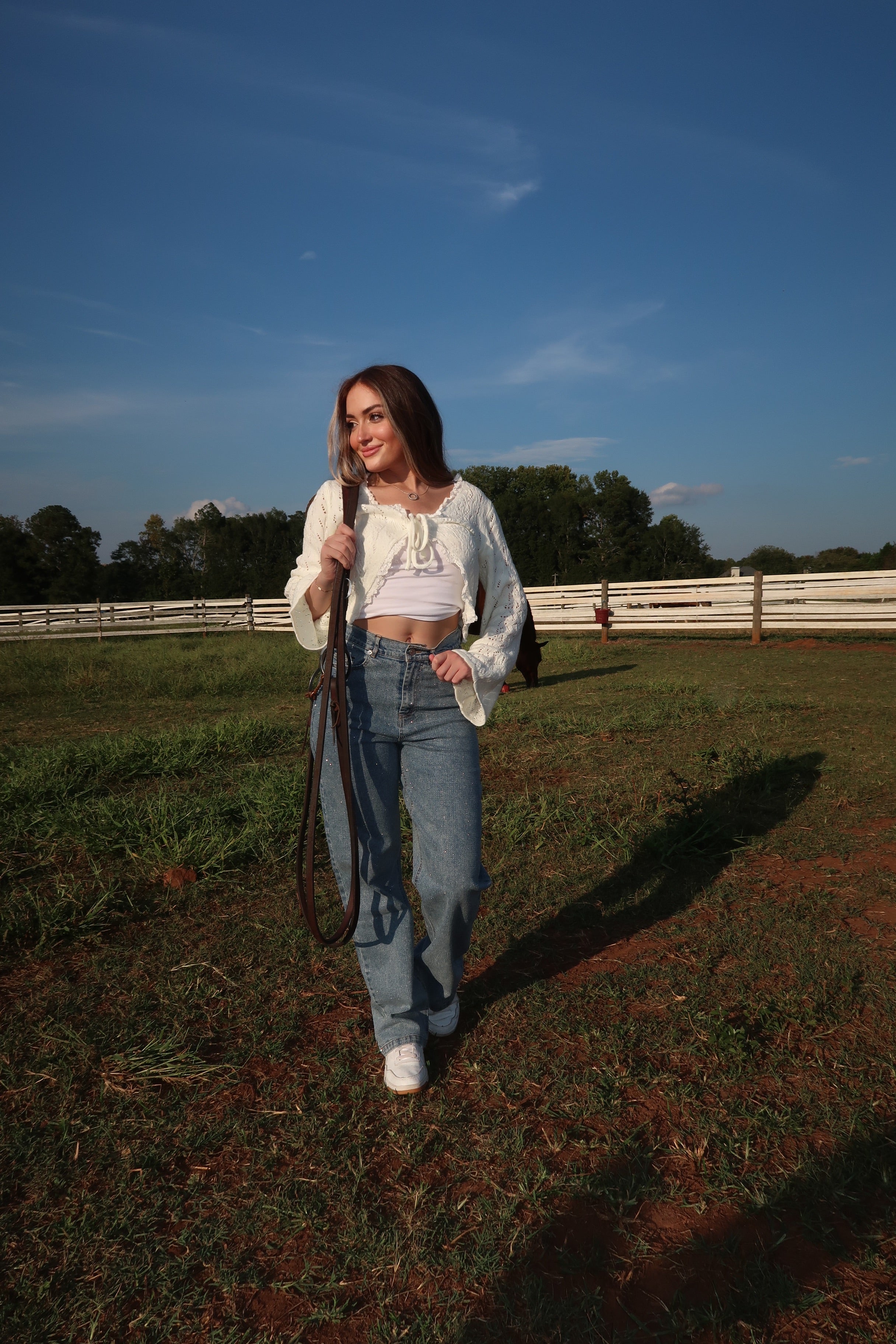 Alice Open Knit Tie Front Shrug- Ivory