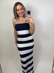 Sophie Striped Knit Maxi Dress- Navy