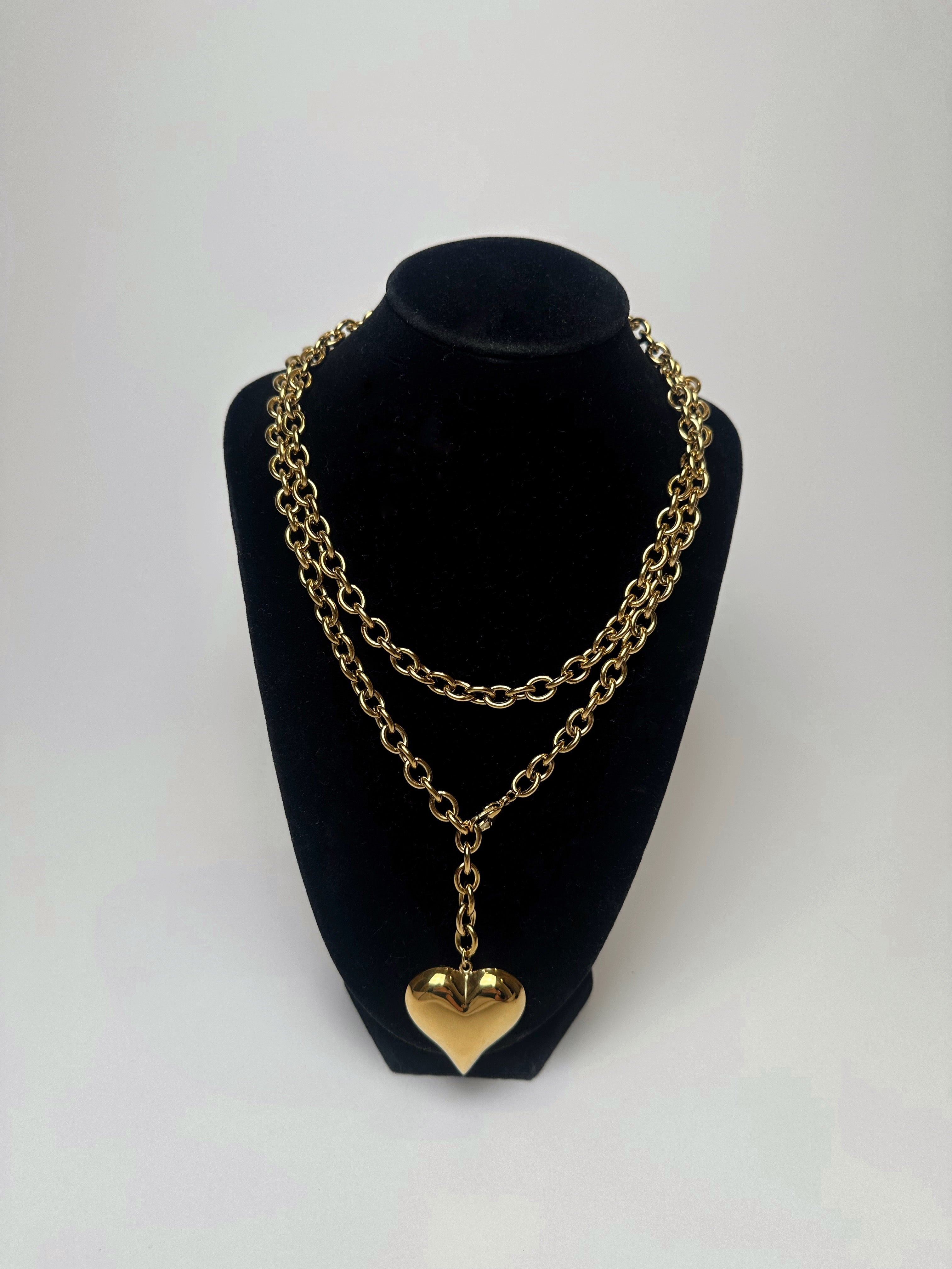 XL Wrap Around Heart Necklace- Gold