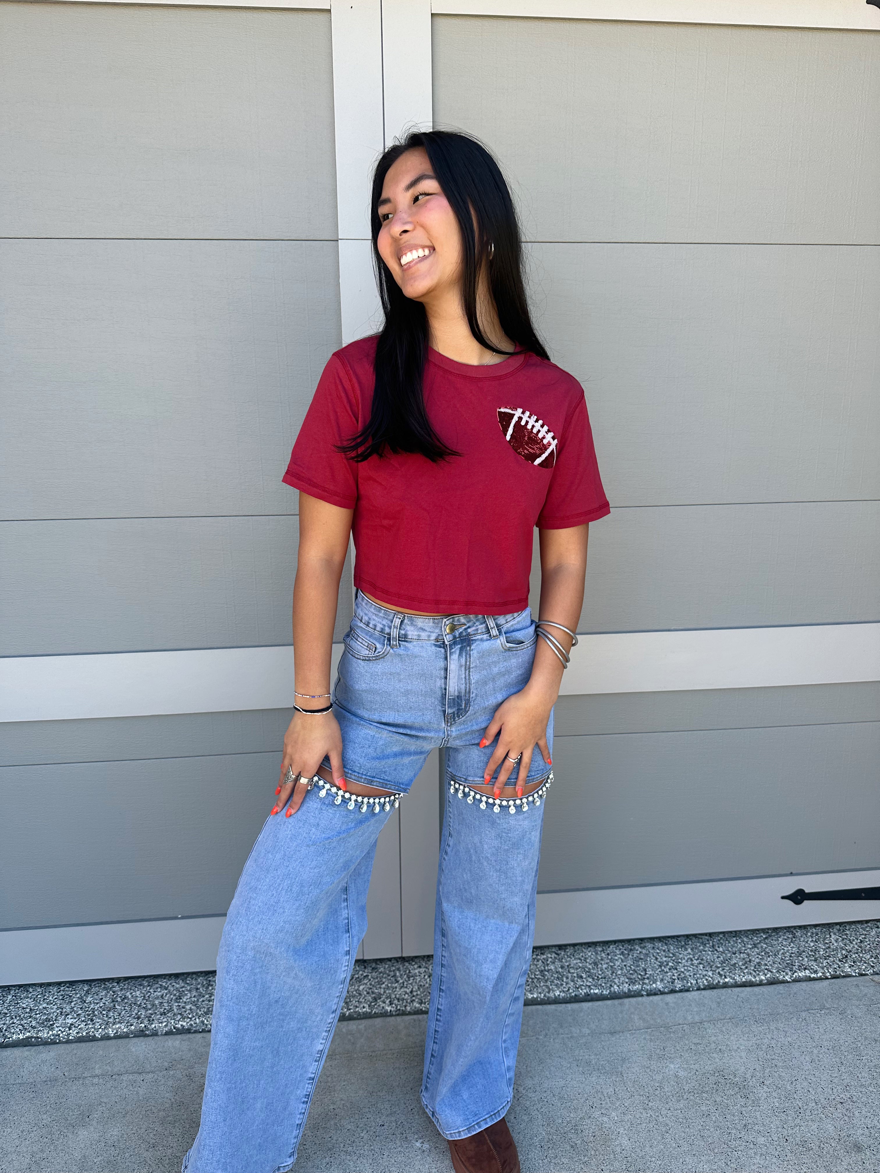 Go Team Football Cropped T-Shirt