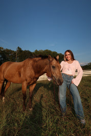 Alice Open Knit Tie Front Shrug- Baby Pink