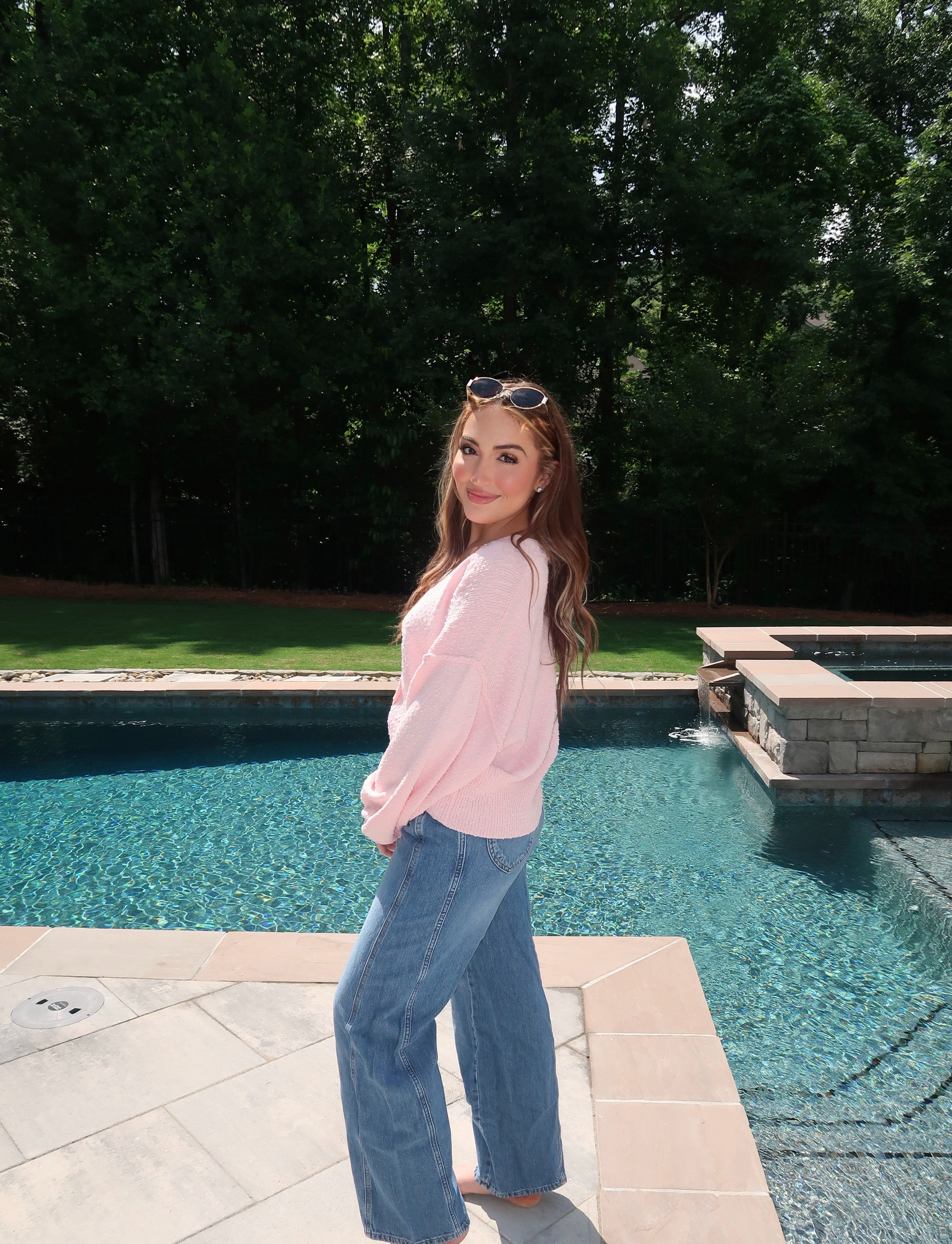 Tatum Oversized Knit Sweater- Light Pink