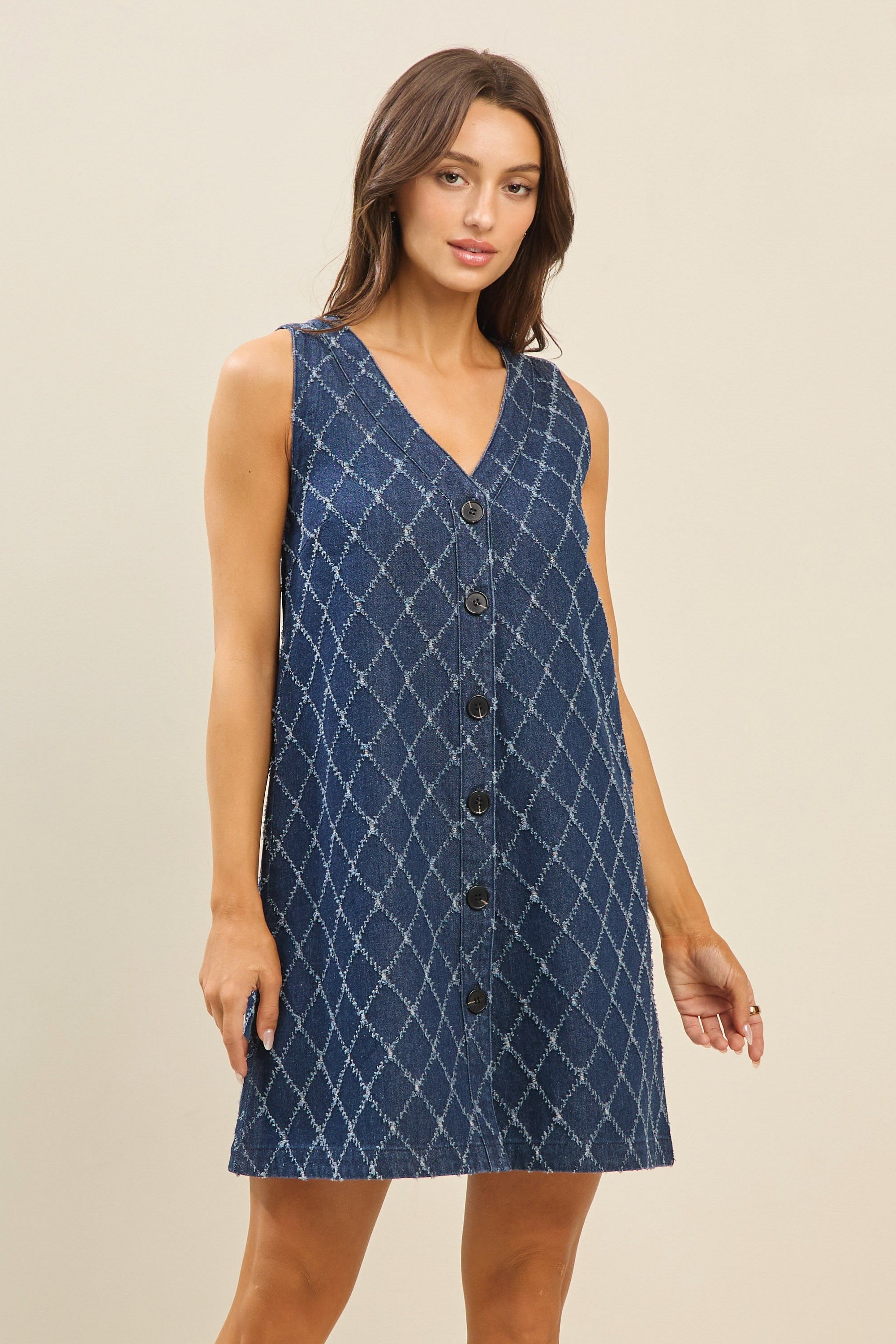 Auden Detailed Denim Dress- Dark Denim