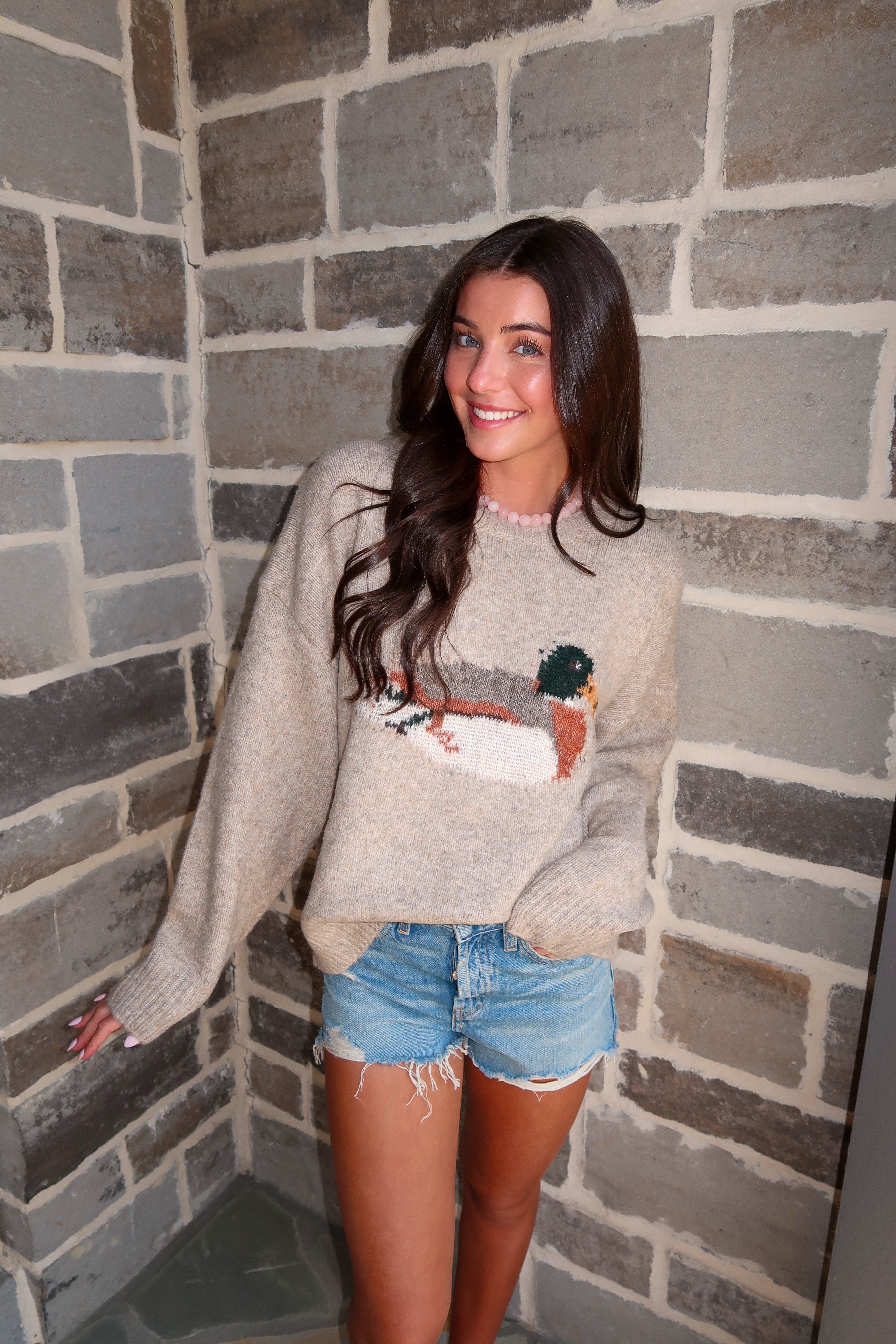 Duck Knit Sweater- Sand