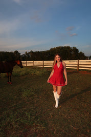 Ruby Halter Mini Dress- Red