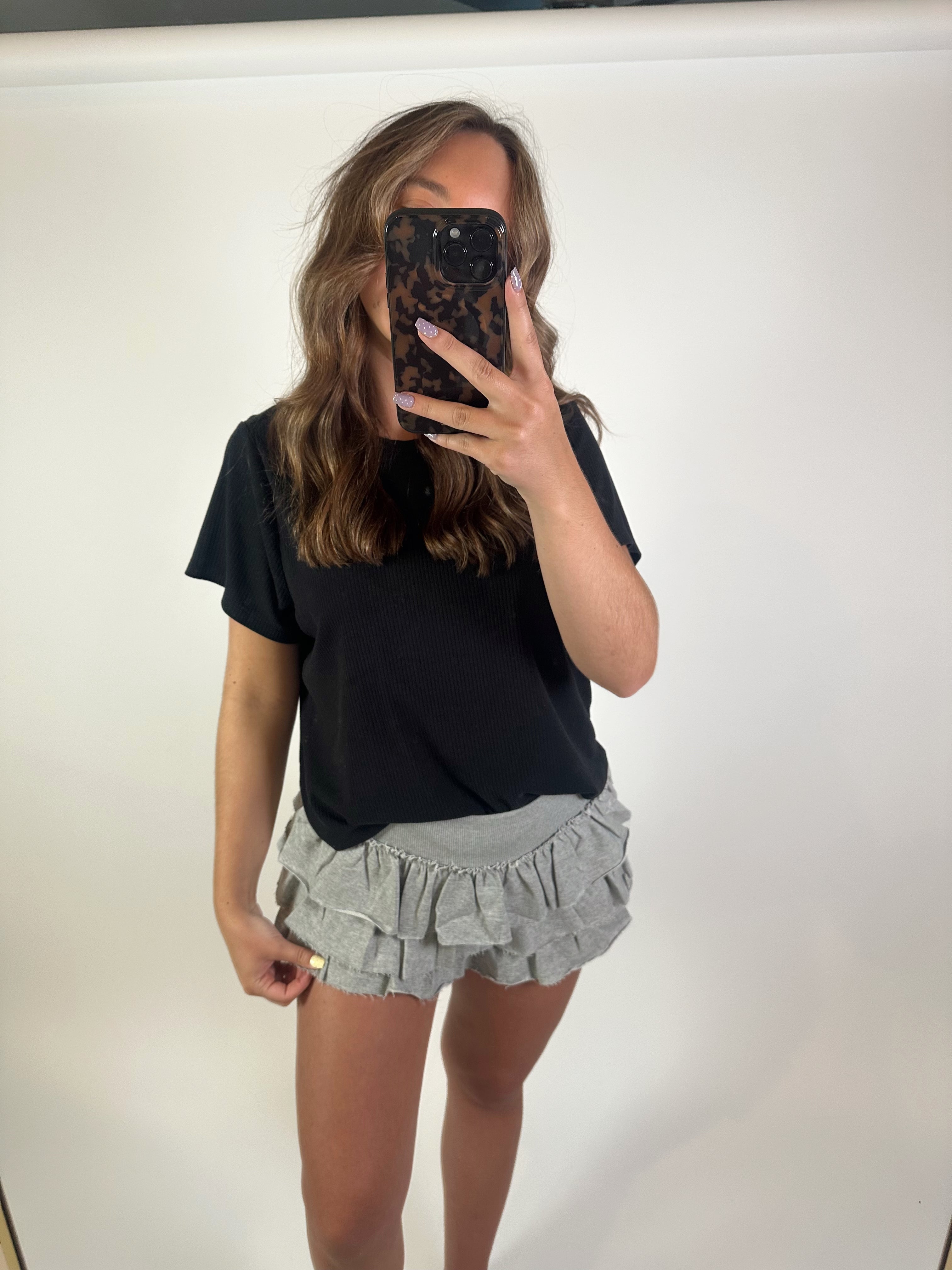 Flirt & Flow Ruffle Skort- Grey