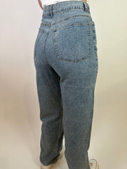 Subtle Flex Clear Crystal Embellished Jeans- Denim