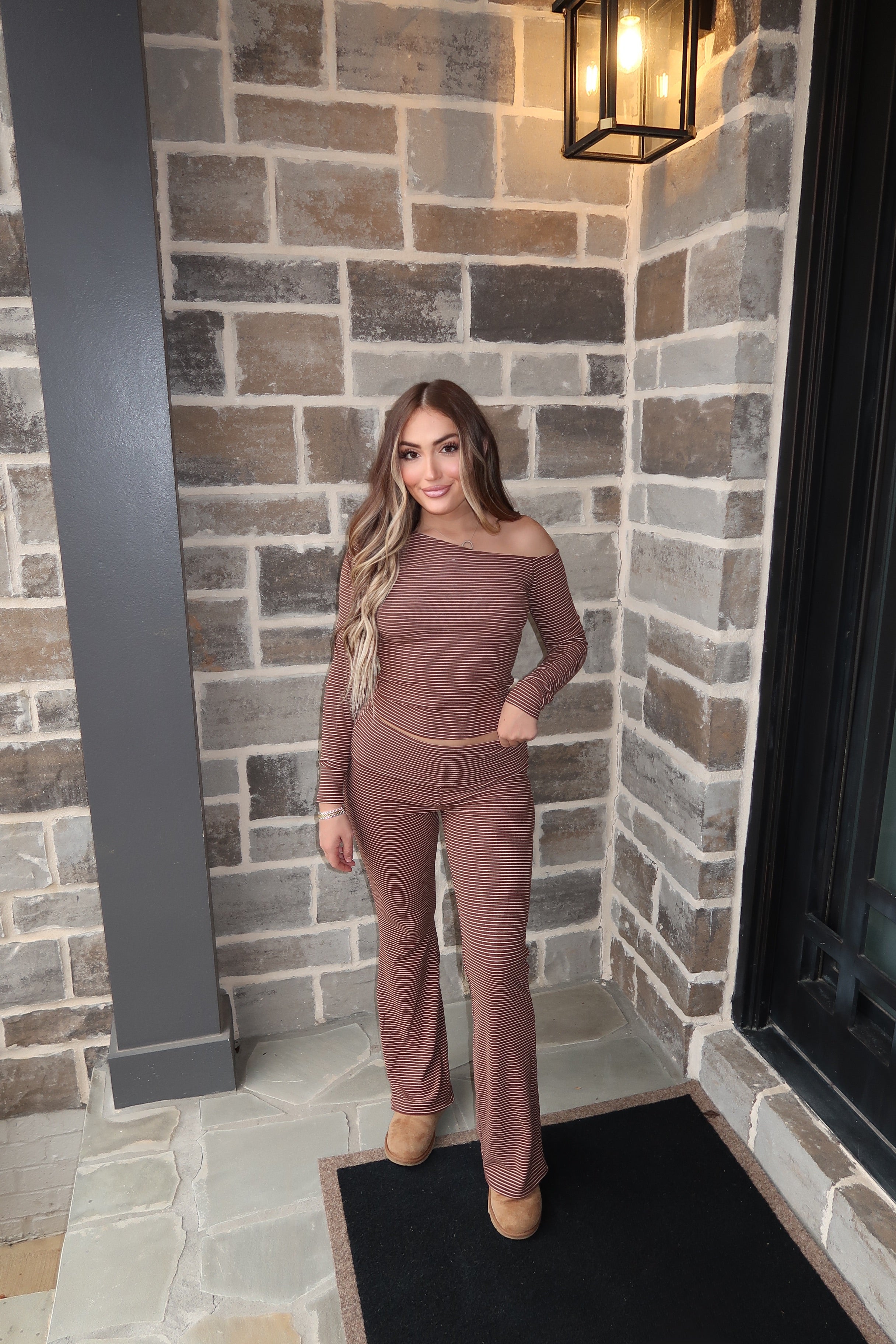 Saylor Striped Top- Brown