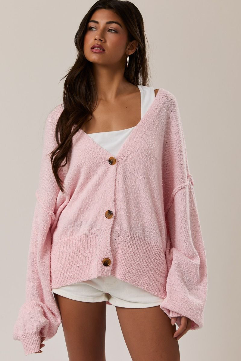 Tatum Oversized Knit Sweater- Light Pink