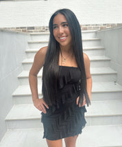 Vivienne Black Frilled Tube Mini Dress