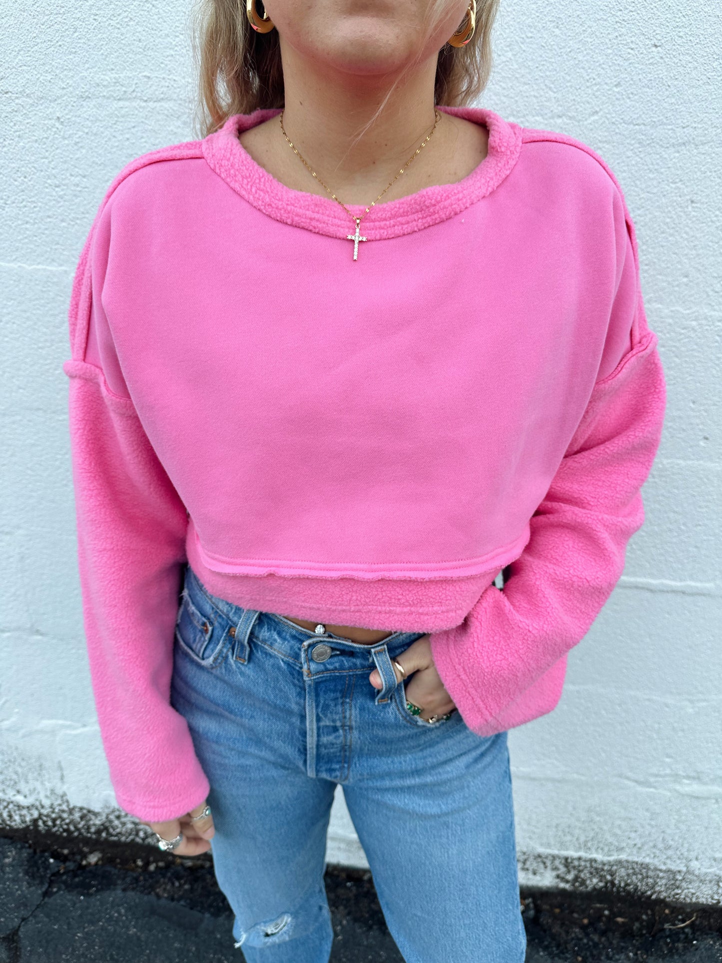 Penelope Hot Pink Cropped Sweater