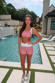 Cherry Picnic Athletic Set- Red Gingham