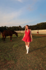Ruby Halter Mini Dress- Red