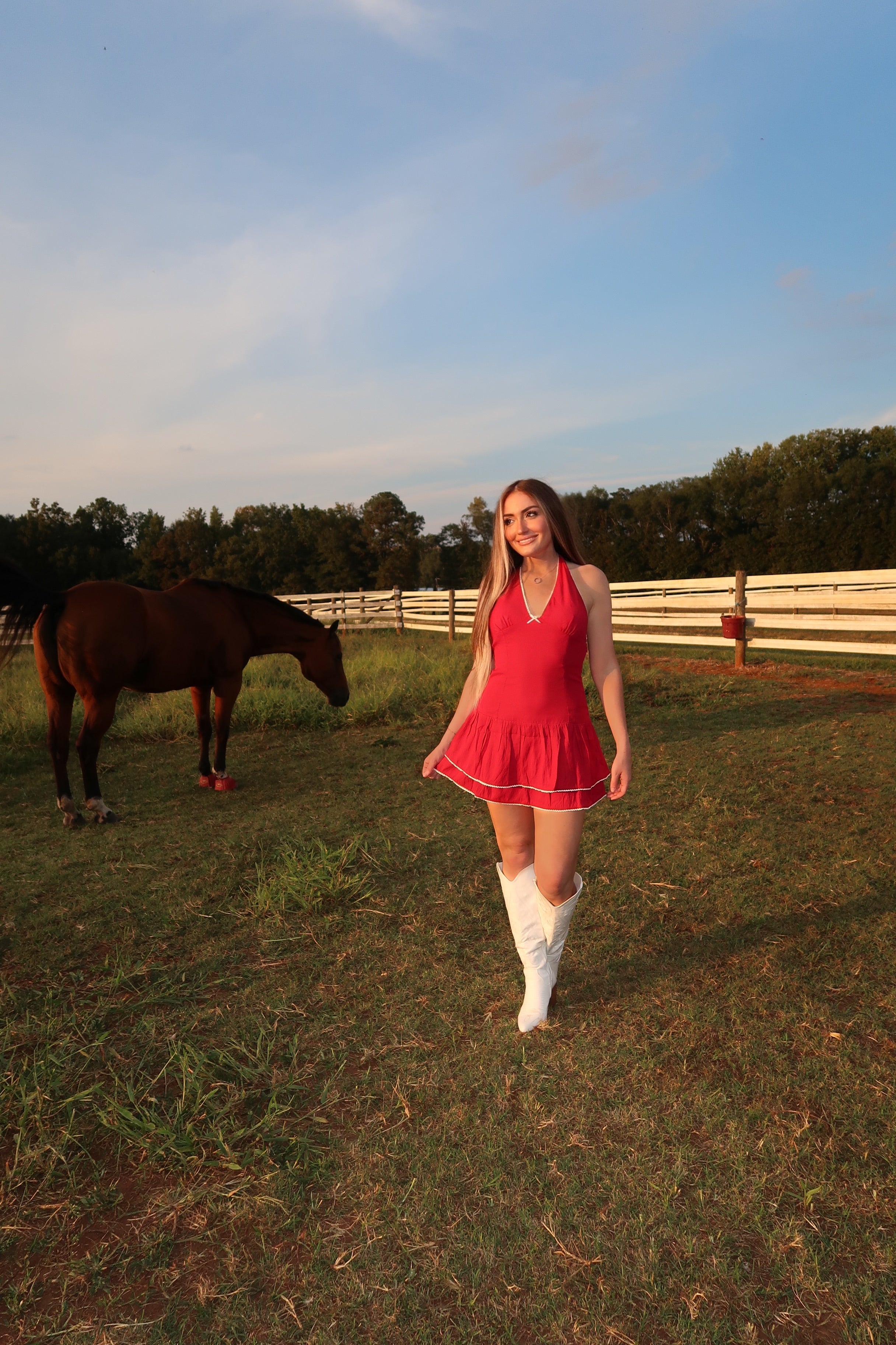 Ruby Halter Mini Dress- Red