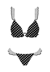 Midnight Polka Dot Bikini Set- Black/White
