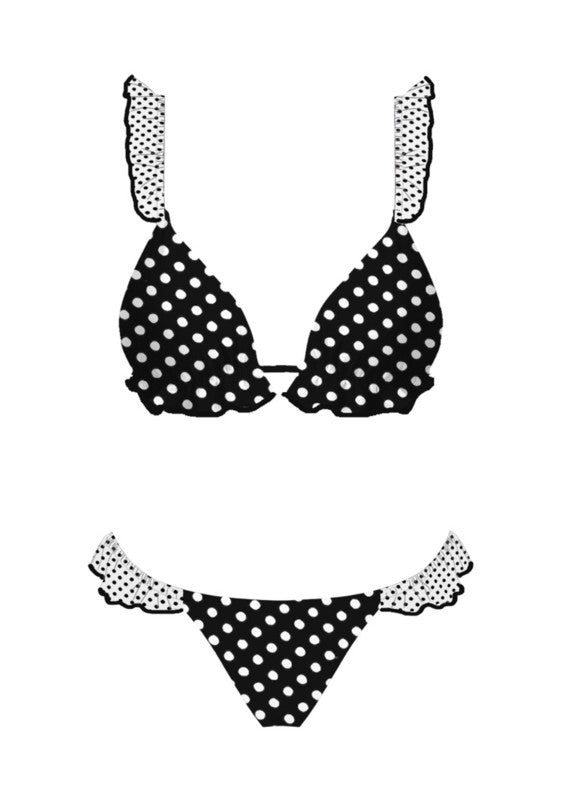 Midnight Polka Dot Bikini Set- Black/White