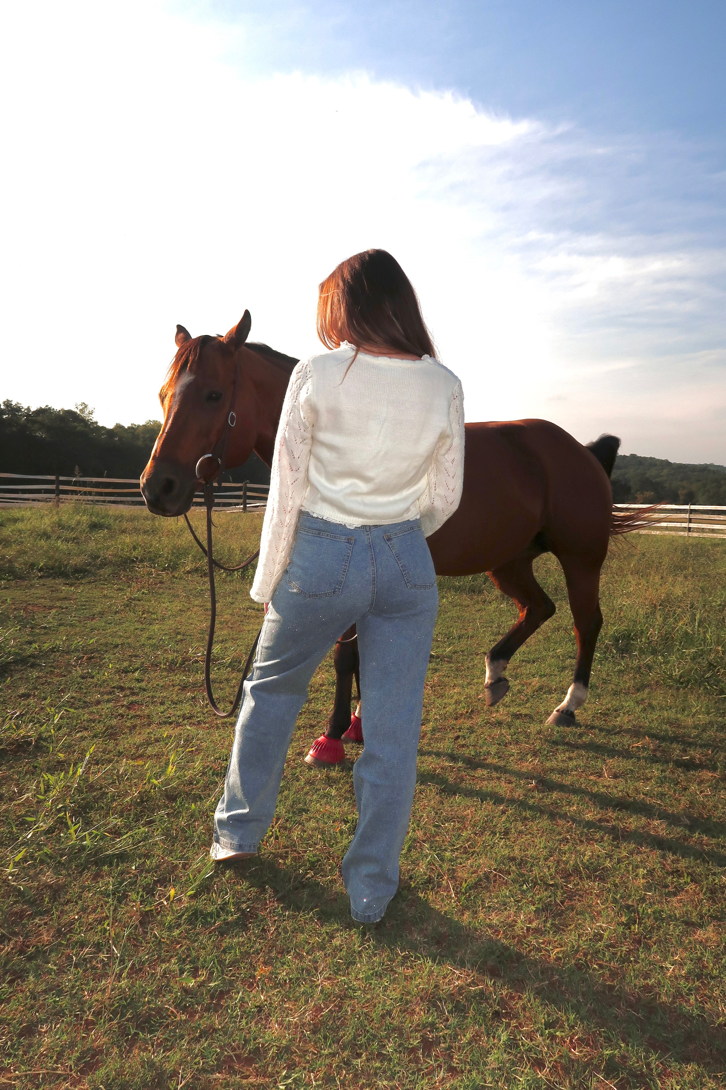 Subtle Flex Clear Crystal Embellished Jeans- Denim