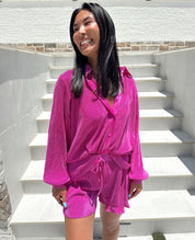 Kaylie Pleated Button Up Blouse