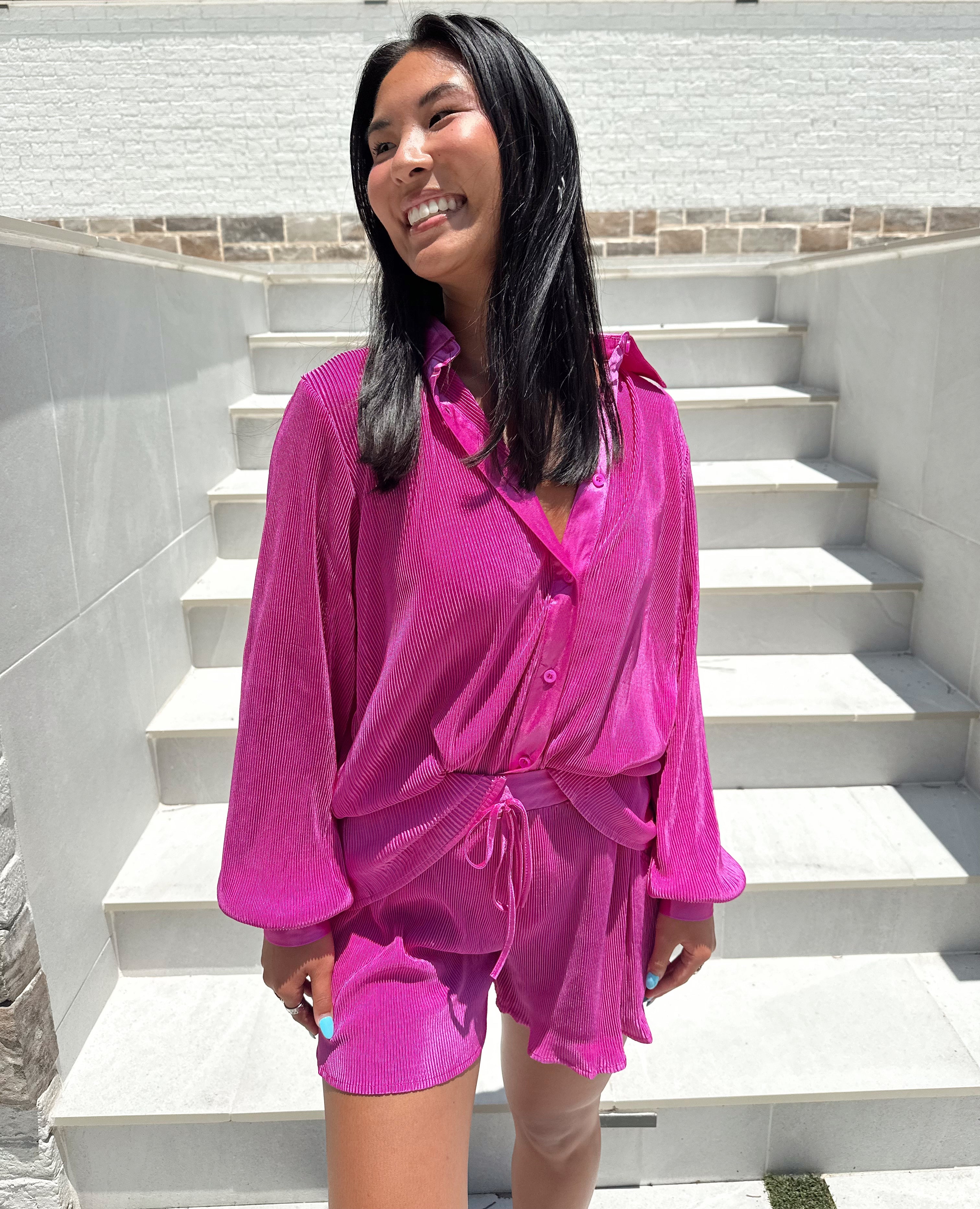 Kaylie Pleated Button Up Blouse