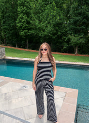 Ellis Striped Hardware Halter Top- Black/White