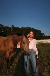 Alice Open Knit Tie Front Shrug- Baby Pink
