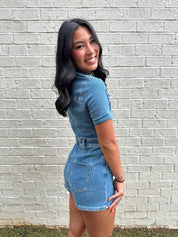 Daisy Denim Short Sleeve Romper
