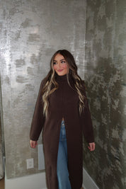 Tommie Turtleneck Tunic Sweater Dress- Brown