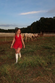 Ruby Halter Mini Dress- Red